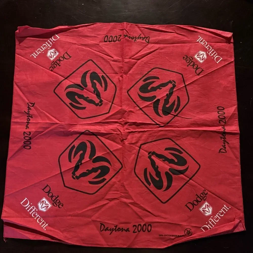Vintage Red Dodge Ram Daytona 2000 Bandana with Logo unused